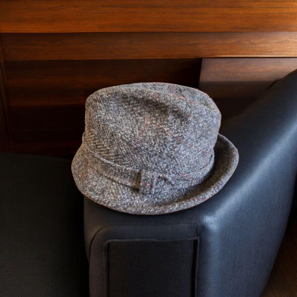Vintage Brooks Woolen Fedora 100% British Wool Plaid Made USA‎ Size 7